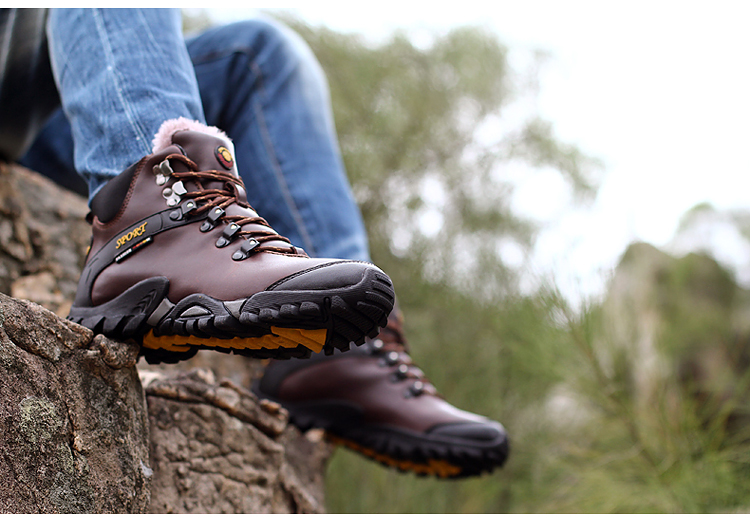 奇策冬季男靴马丁靴加绒棉鞋保暖靴高帮鞋英伦防水雪地靴东北皮毛一体