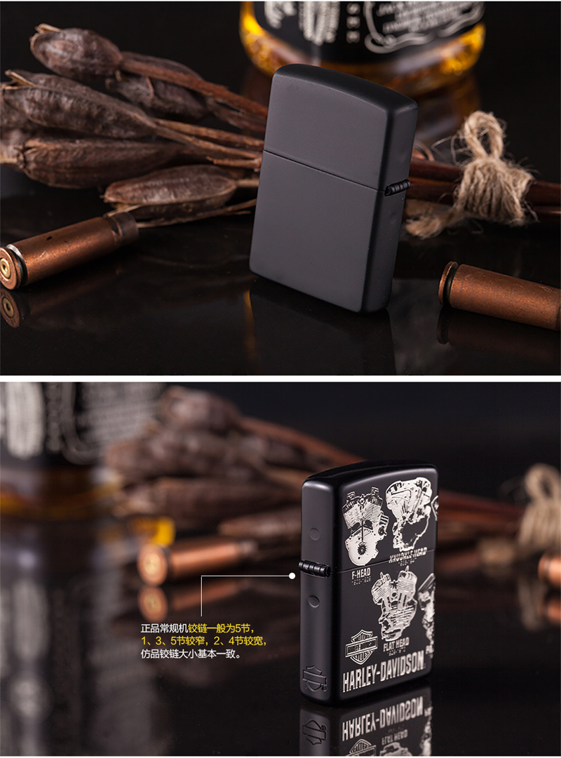 芝宝zippo防风打火机 限量珍藏深雕哈雷戴维森引擎发动机进化史 镀银
