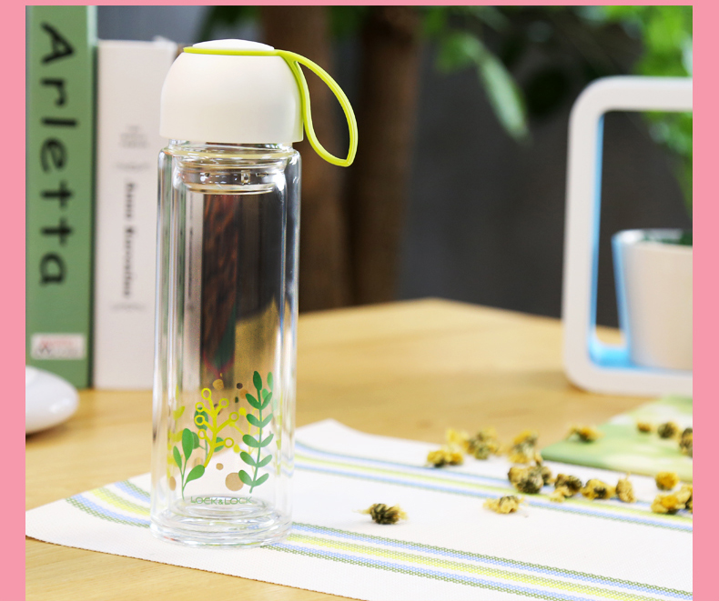 乐扣乐扣locknlock双层耐热玻璃杯水杯子玻璃水杯茶杯带滤网防漏隔热