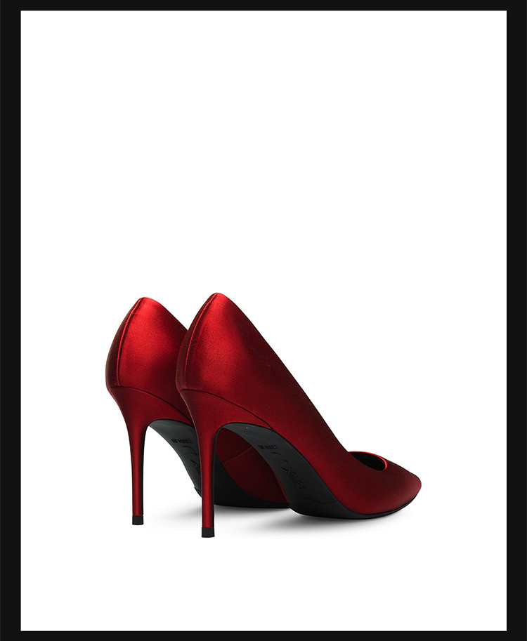 烫feverish 社交女鞋2019年新款真丝绸缎尖头细跟宴会晚礼服高跟鞋