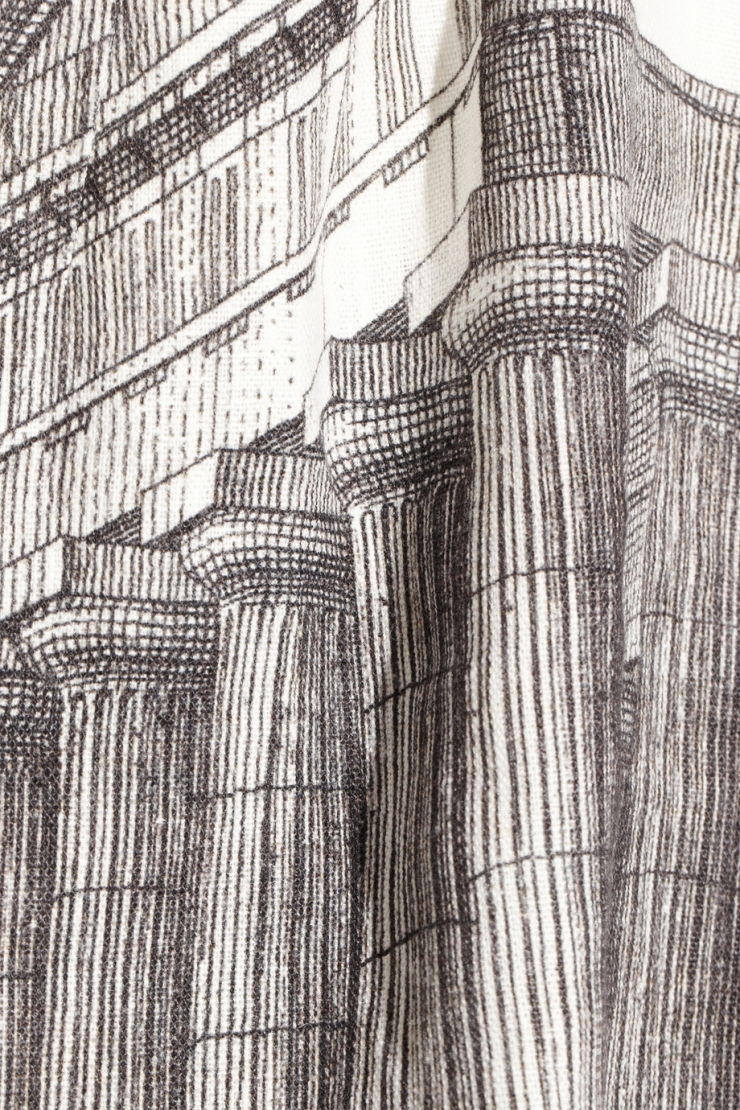 this breezy linen skirt features a sketched image of the valley