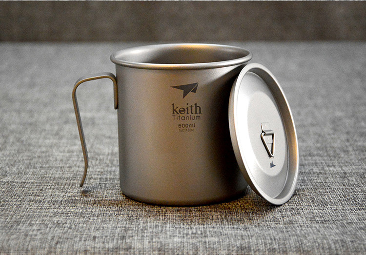 铠斯(keith) 旗舰店品质 纯钛水杯 固定把手咖啡杯 钛茶杯 野餐户外