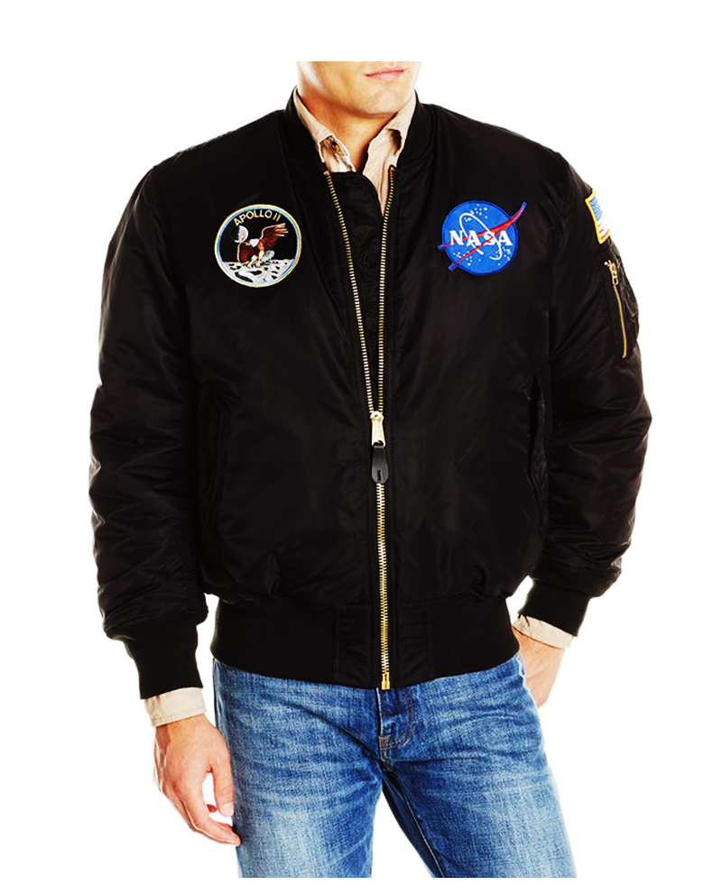 aircockpit阿尔法飞行服ma1阿波罗秋冬外套ma1空jun飞行服黑色薄款xs