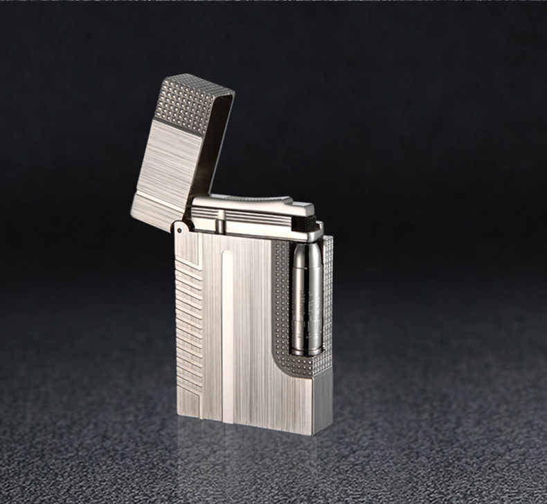 都柏特朗声充气打火机 侧滑砂轮纯铜拉丝男士节日礼物刻字定制子弹头