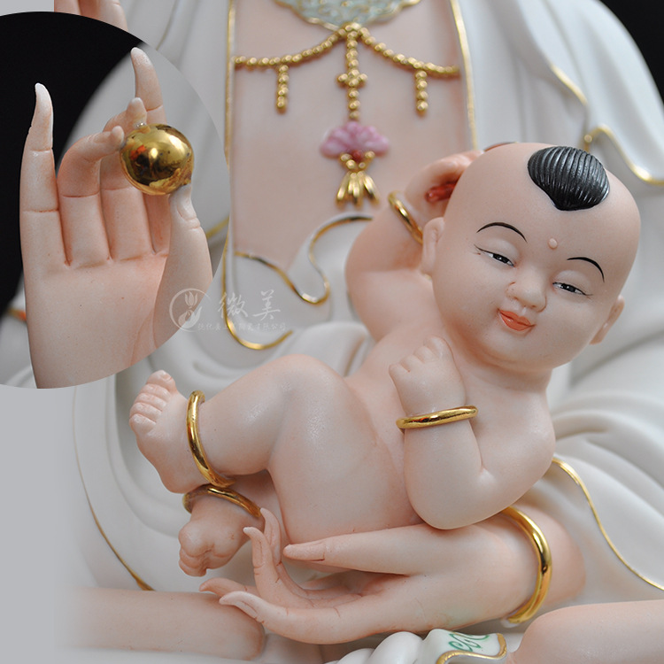 微美多款式送子观音像送子麒麟摆件德化陶瓷菩萨佛像彩绘工艺品求子