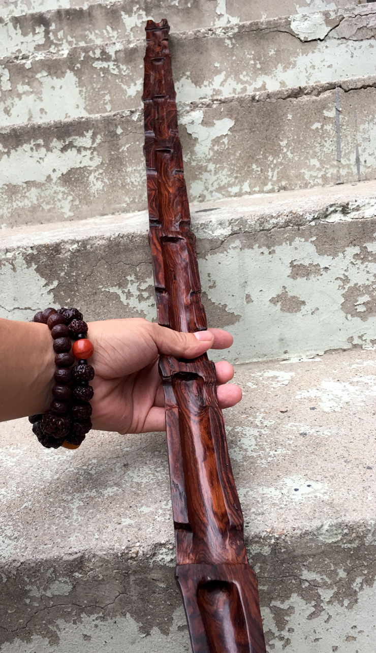 鸿木斋海南黄花梨摆件紫油梨全鬼脸海黄老料扁担孤品h6706