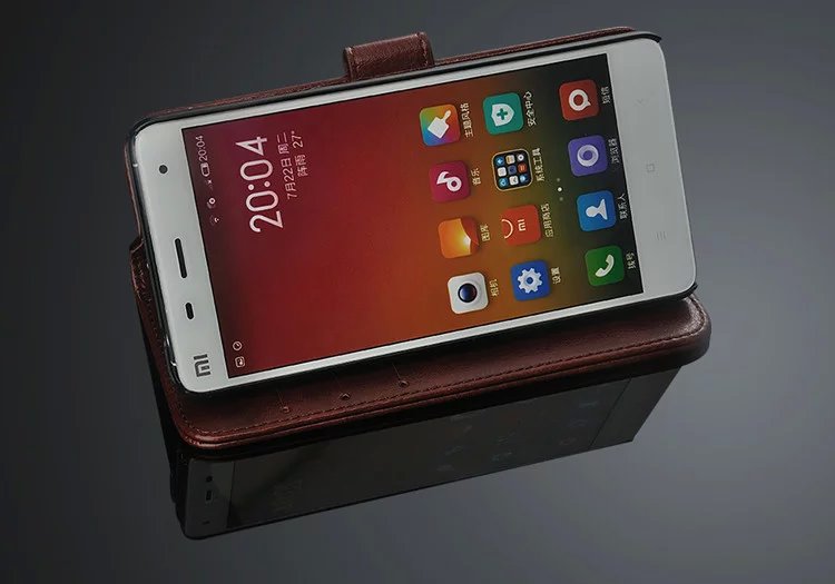 适用于小米4/mi4lte/米四 棕色-钱包款 送钢化膜