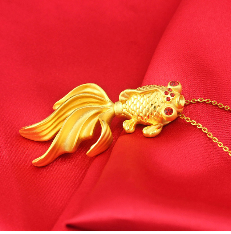 福强珠宝 黄金吊坠女 金鱼吊坠3d硬足金999挂坠女 年年有鱼 纯金吊坠