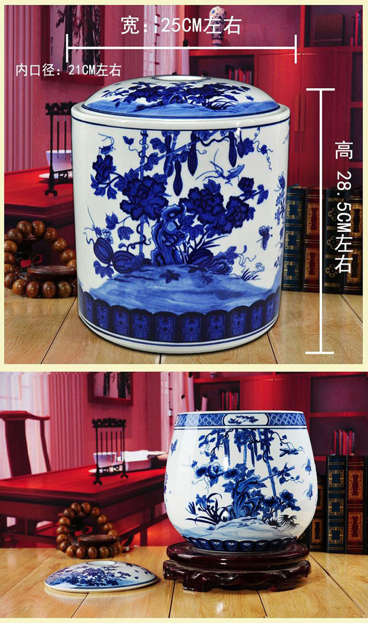 
                                                            ciwuyu陶瓷普洱茶罐 茶叶缸储茶罐大号泡菜坛子七子饼茶盒罐 丝瓜腰鼓罐                