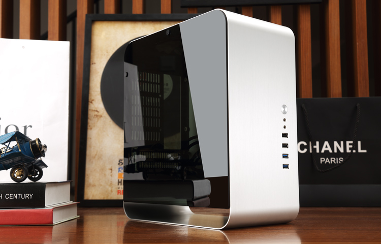 乔思伯jonsboumx1plus侧透版本银色miniitx机箱支持itx主板全铝外壳50