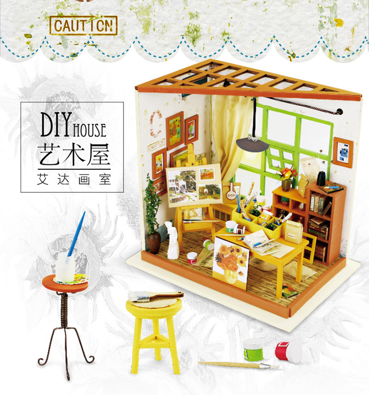 若态diy小屋艺术屋生日礼物女生手工制作木制建筑拼装模型房子益智