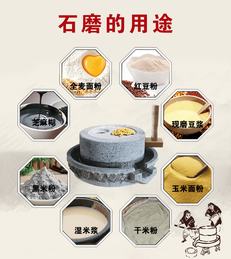 小石磨机 家用石磨盘老石磨青石石磨家用磨盘手工石磨家用 豆浆机