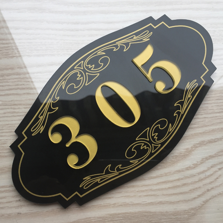 亚克力数字门牌号定制宾馆房间门牌号码牌酒店房号牌提示牌 黑色