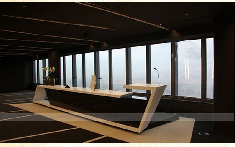 黎科上海办公家具办公桌定做烤漆异型前台异形收银台烤漆吧台简洁接待