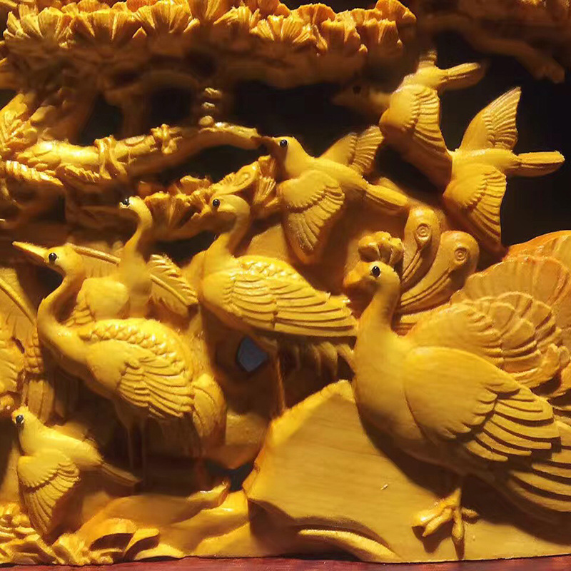 泽艺缘 太行崖柏根雕百鸟朝凤精雕摆件家居工艺品 百鸟朝凤