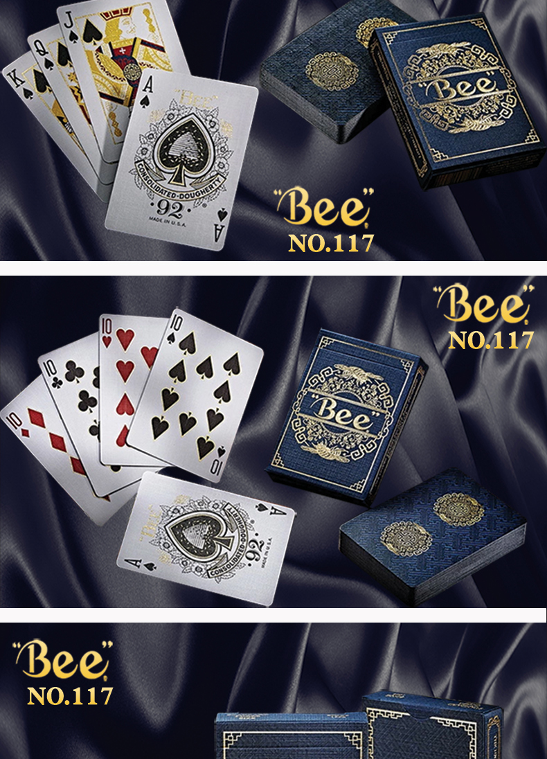 小蜜蜂扑克牌金蜜蜂bee纸牌烫金收藏创意扑克金蜜蜂蓝色一副