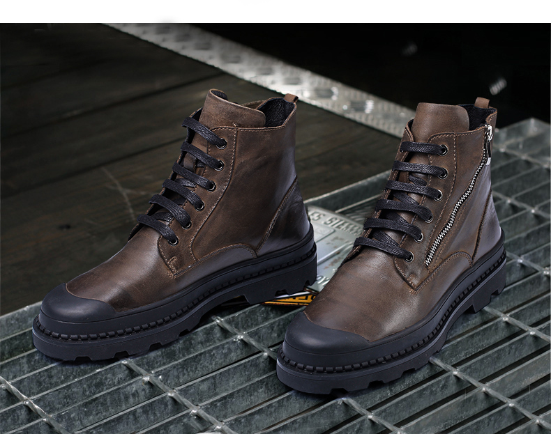 保罗骑士沙漠皮靴冬季男士马丁靴男靴英伦潮流高帮工装靴男军靴子a