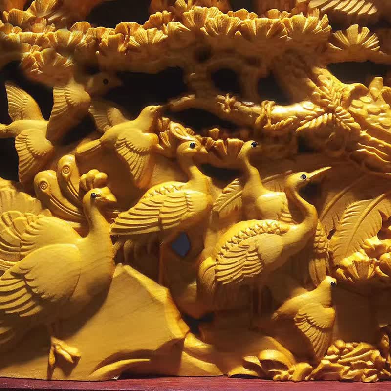 泽艺缘 太行崖柏根雕百鸟朝凤精雕摆件家居工艺品 百鸟朝凤