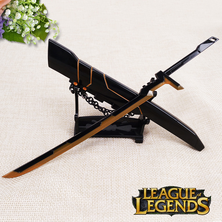 联盟游戏周边疾风剑豪合金装备亚索英雄模型玩具22cm合金装备亚索黑色