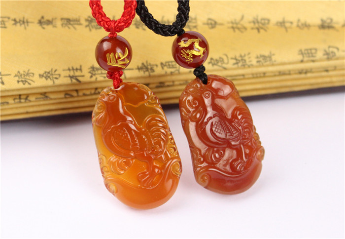 开光增旺庆堂金鸡报捷红玛瑙金鸡大利黑曜石吊坠2020年吉祥物 第2款