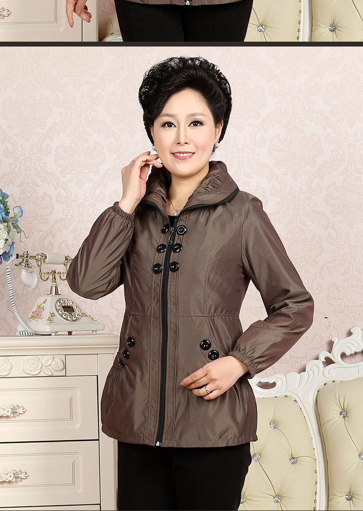 【咔金琳中老年服装】咔金琳 中老年女装妈妈装春秋女夹克薄款外套女