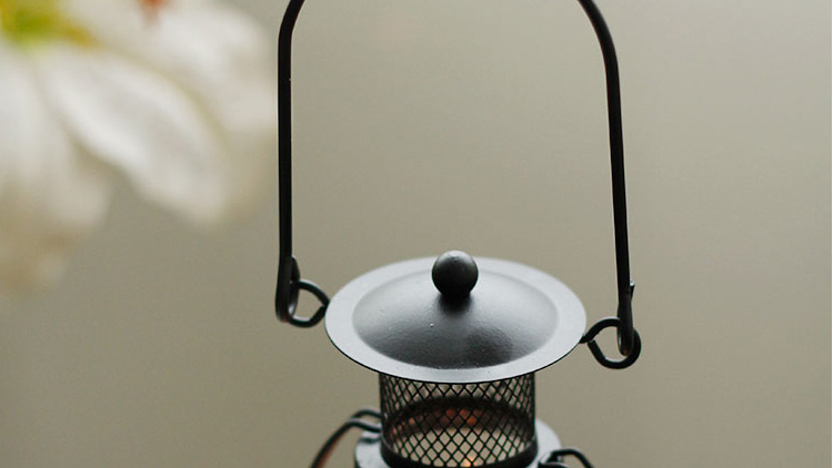 时光物语 欧式铁艺防风灯烛台复古煤油灯造型个性咖啡厅餐厅蜡烛台