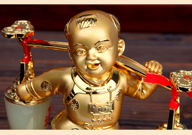 谷风 送财童子 招财摆件 小孩子满月礼品 创意 工艺品 合金 现代摆件