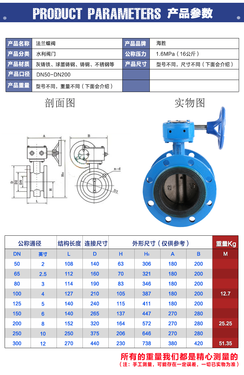 海胜d341x16手动软密封铸铁涡轮法兰蝶阀dn40dn50dn1dn502寸