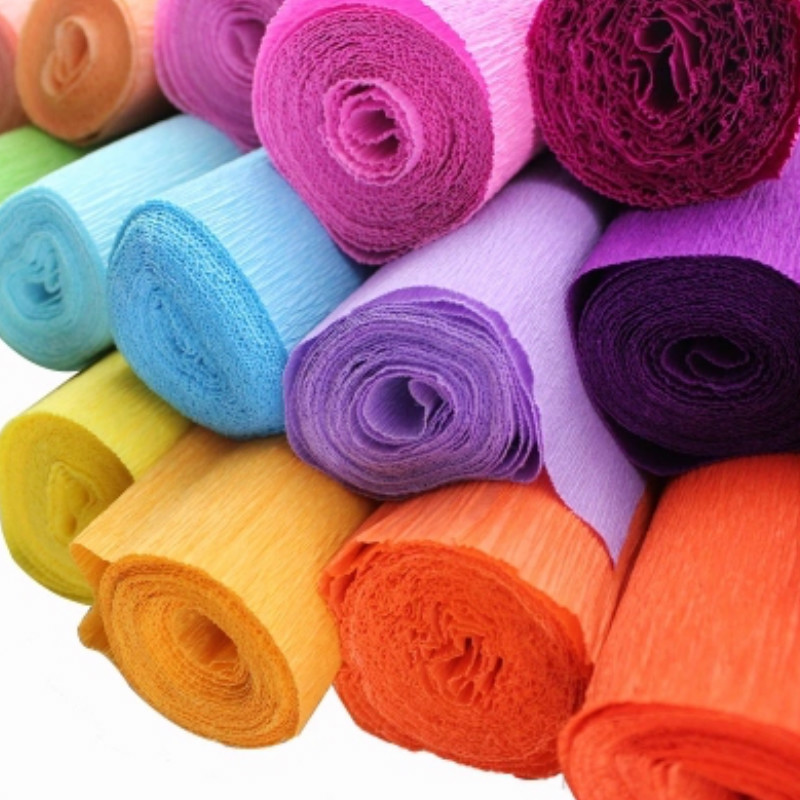 彩色皱纹纸手揉手工折纸叠玫瑰花艺薄褶皱软纸透光儿童材料纸纸花