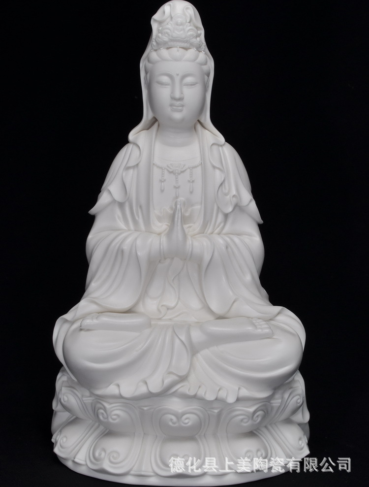 微美13吋18吋合十观音菩萨佛像双手合十合掌护佑观音像德化陶瓷 白瓷