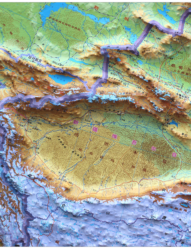 中国地形图凹凸版1108米学习办公装饰立体地图