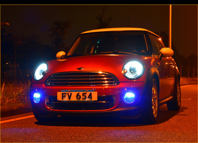 优玛宝马minir56大灯总成改装日行灯氙气双光透镜大灯0713款mini改装