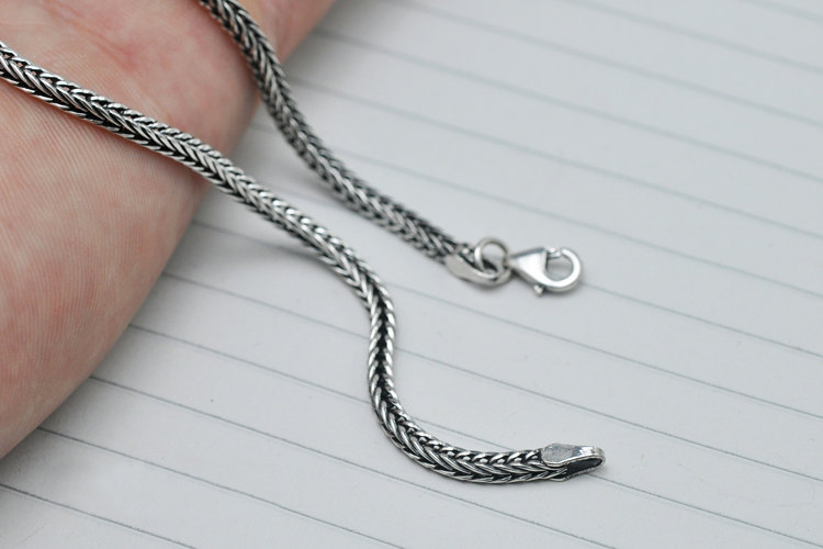 s925银 泰银狐尾项链 男士纯银个性复古蛇骨链 狐尾链 45cm_ 8折现价