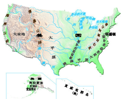 美国地形地势图高清版图片