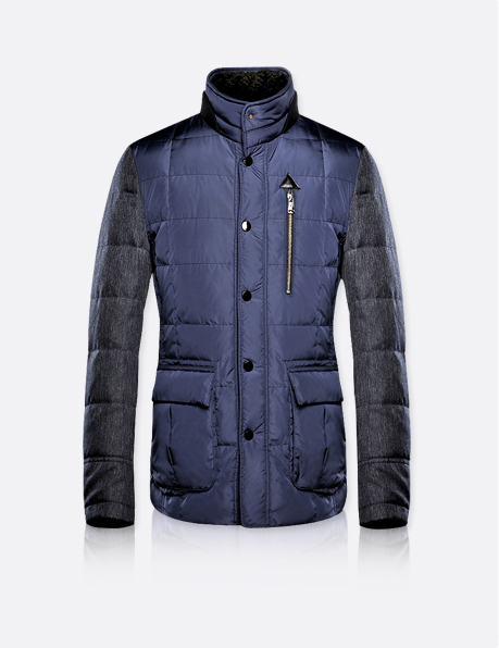 海澜之家男装2014冬装新品 男士修身拼接羽绒服 hwraj4g031a 中绿镶拼