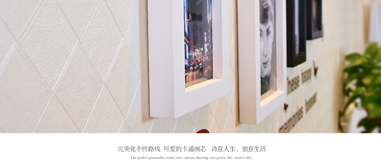 图慕 进口实木照片墙+love墙贴 创意家居装饰 相框墙组合HD-007 白蓝地中海组合