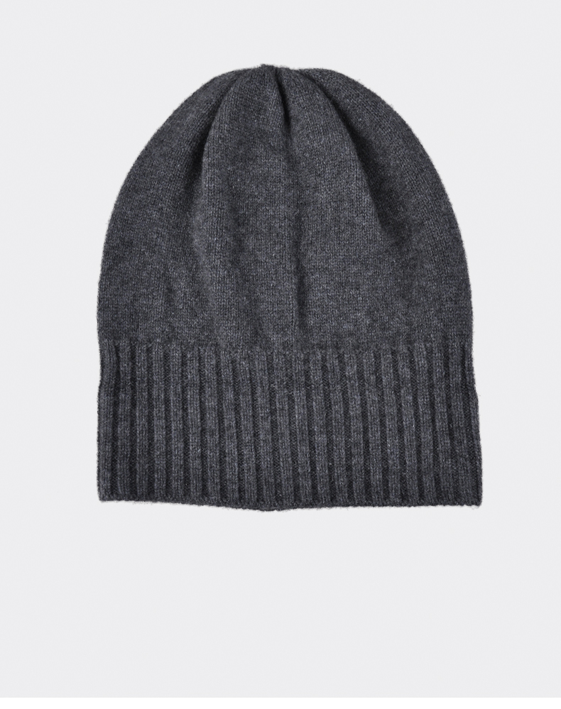 男士秋冬毛线帽保暖户外休闲帽单色针织帽潮男帽卷边帽子 1744 灰色