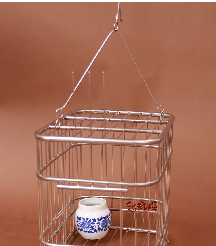 闽笼 不锈钢鸟笼精致铜嘴笼/蜡嘴笼/四方小鸟笼/非竹鸟笼 带挂钩鸟