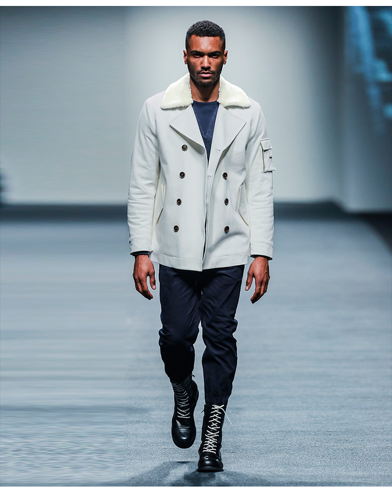 【商场同款】ak男装akclub灯芯绒毛呢衬里双排扣大衣1604128 浅灰 xl