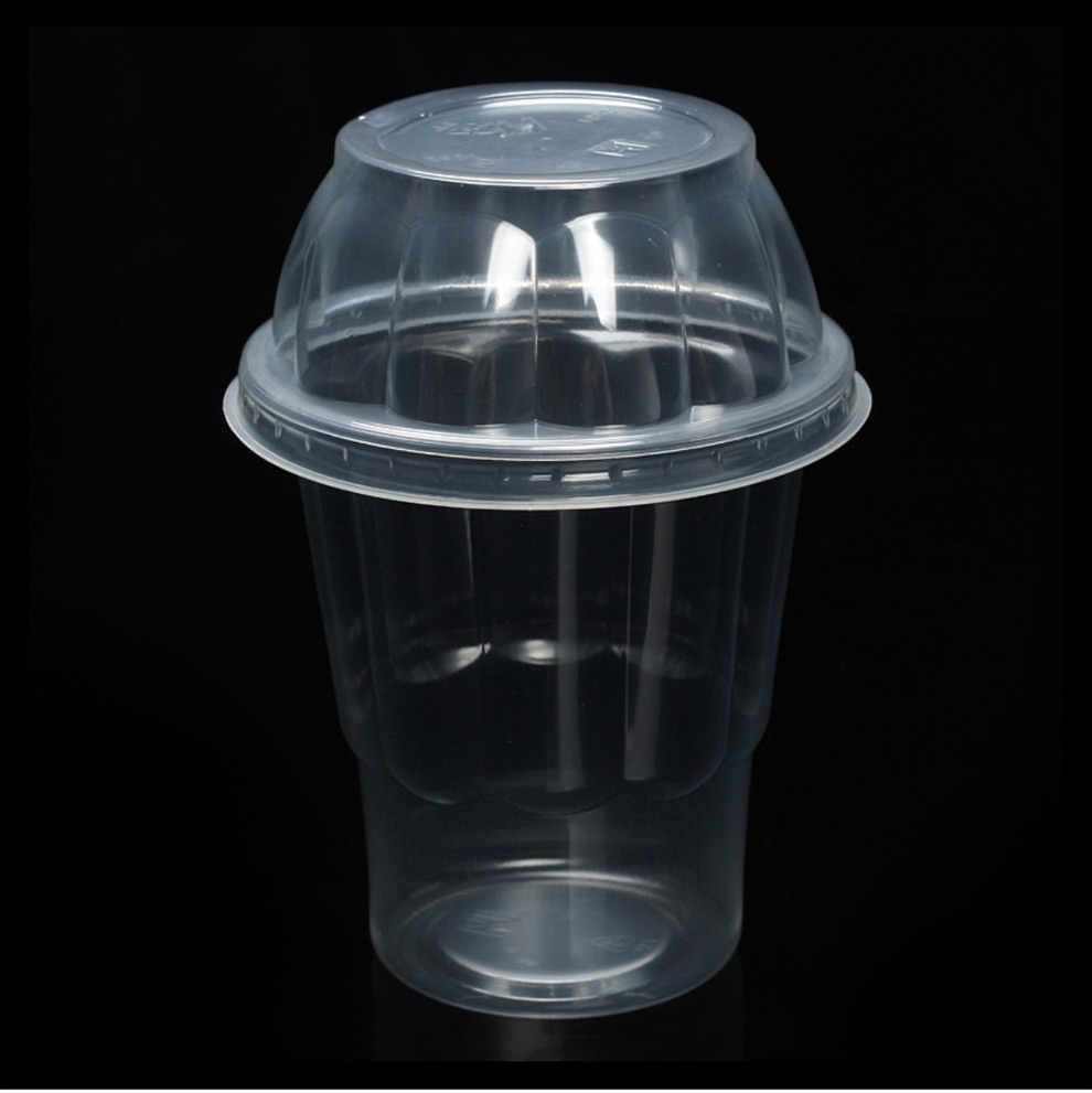 喇叭花250毫升一次性圣代杯冰淇淋杯甜筒杯 奶昔杯带盖100个 透明 100