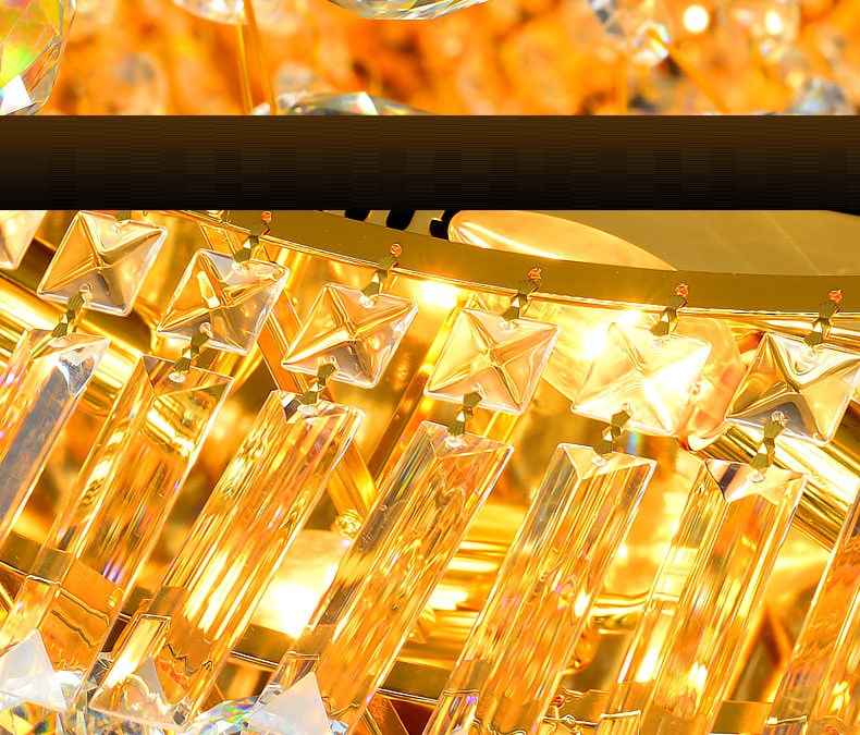 思洛迪金色水晶灯欧式客厅灯方形卧室吸顶灯led波浪灯具灯饰长1m宽