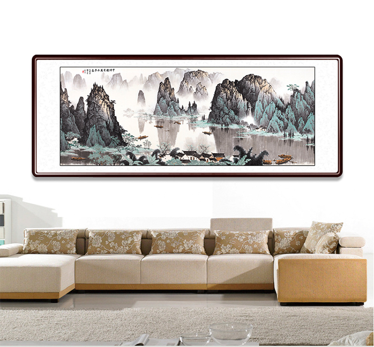 泓砚 新中式国画山水画客厅装饰画沙发背景墙领导办公室书房茶室字画