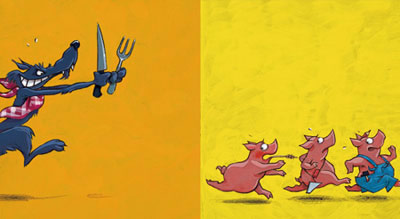 《小猪快跑》是一本无字书,全部用图画来讲故事.