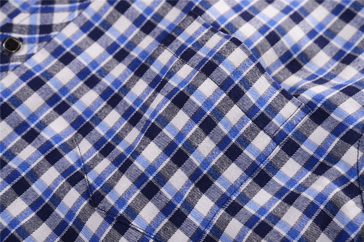 苹果王 2014新款男士保暖衬衫 男装休闲长袖纯色衬衣 深蓝色格子 44码