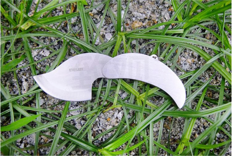 致观户外不锈钢多功能折叠叶子刀钥匙扣刀野营刀救生刀树叶形状小刀