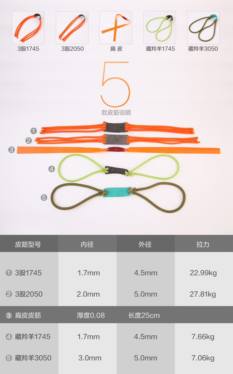 探露1745弹弓皮筋组1842内穿鸡尾酒传统弹弓皮筋2050四股高乳胶管弹弓