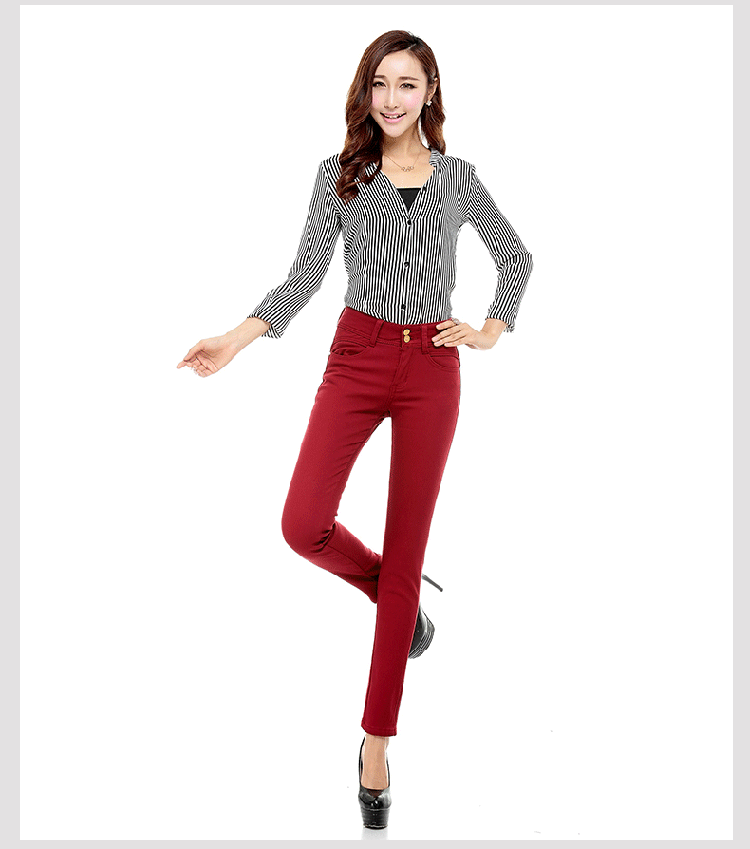 菲玫思 牛仔裤女加绒裤加厚铅笔裤小脚裤秋冬保暖裤子长裤外穿加绒打底裤女 HM2031 黑色 32码