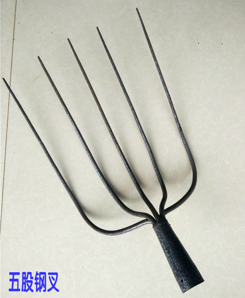 大尖头钢叉铁叉大草叉三股叉枯枝叉翻土耙挑稻草晾晒叉麦秸叉农具 五