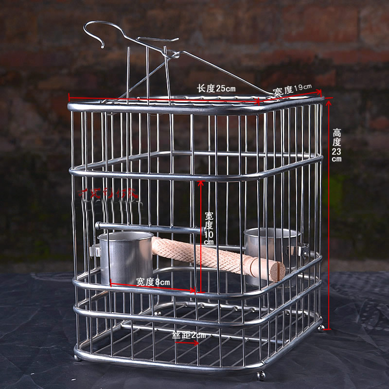 闽笼 不锈钢鸟笼精致铜嘴笼/蜡嘴笼/四方小鸟笼/非竹鸟笼 带挂钩鸟