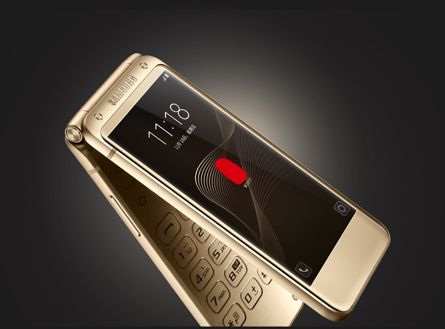 三星w2017 双卡双待 翻盖4g手机 尊崇黑 电信(4g ram 64g rom)